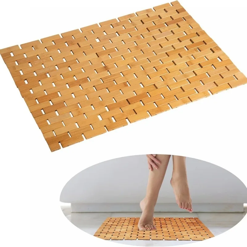 Natural Bamboo Wood Bath Mat B - Bamboo Bath Mat recension och pris